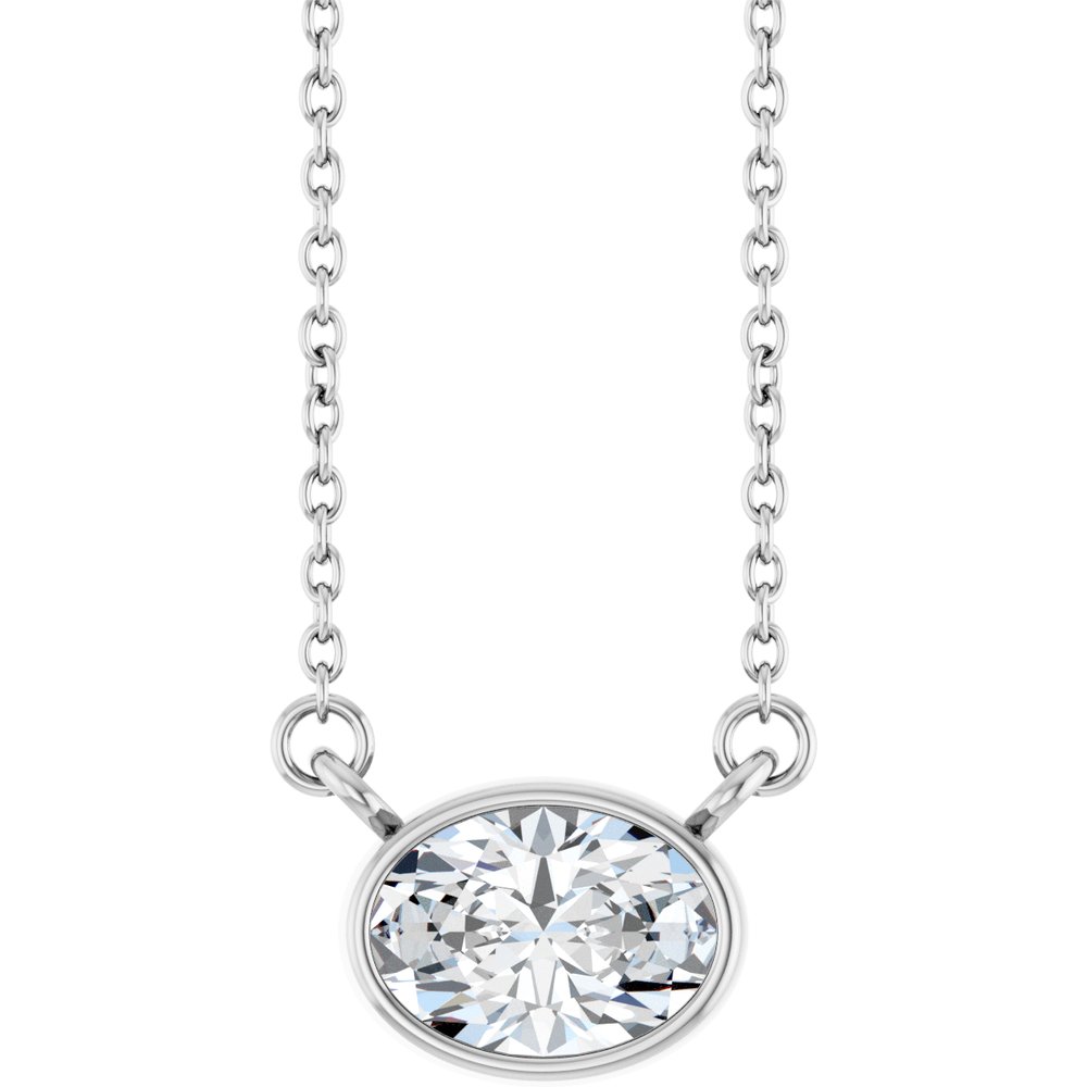 14K White Gold 3/4 CT Lab-Grown Diamond 18" Necklace
