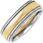 14K White/Yellow/White 6 mm Half Round Band with Double Milgrain Size 7.5