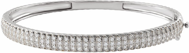 14K White Gold 1 3/8 CTW Lab-Grown Diamond Bangle 7" Bracelet