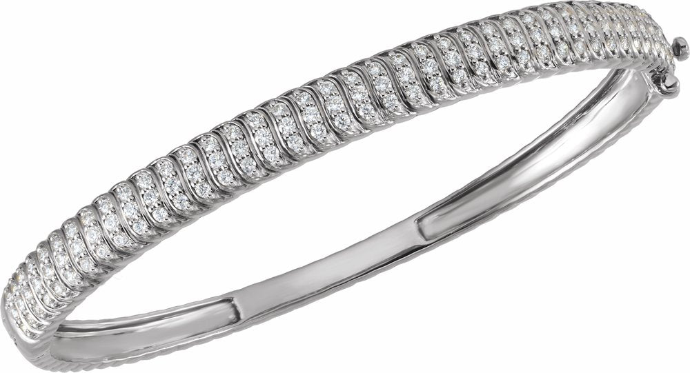 14K White Gold 1 3/8 CTW Lab-Grown Diamond Bangle 7" Bracelet