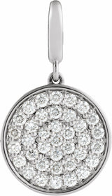 14K White Gold 1/2 CTW Natural Diamond Pavé-Style Disc Charm/Pendant