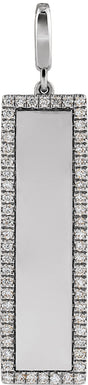 14K White Gold Engravable 1/3 CTW Natural Diamond Bar Charm/Pendant