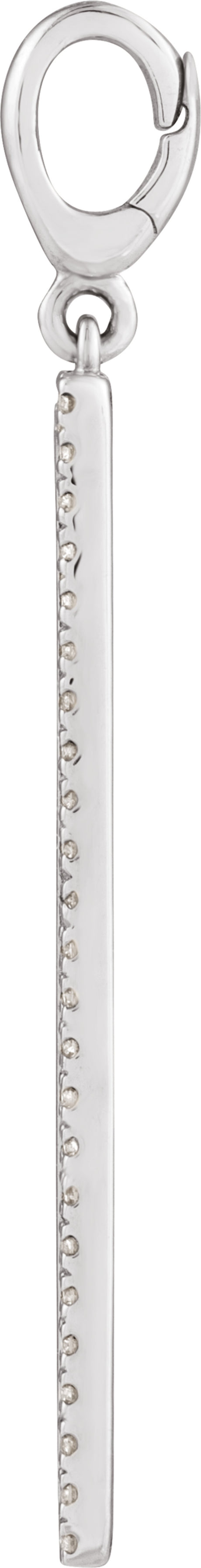 14K White Gold Engravable 1/3 CTW Natural Diamond Bar Charm/Pendant