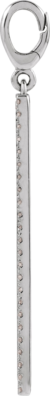 Sterling Silver Engravable 1/3 CTW Lab-Grown Diamond Bar Charm/Pendant