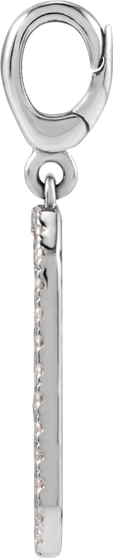 14K White Gold Engravable 1/6 CTW Natural Diamond Dog Tag Charm/Pendant