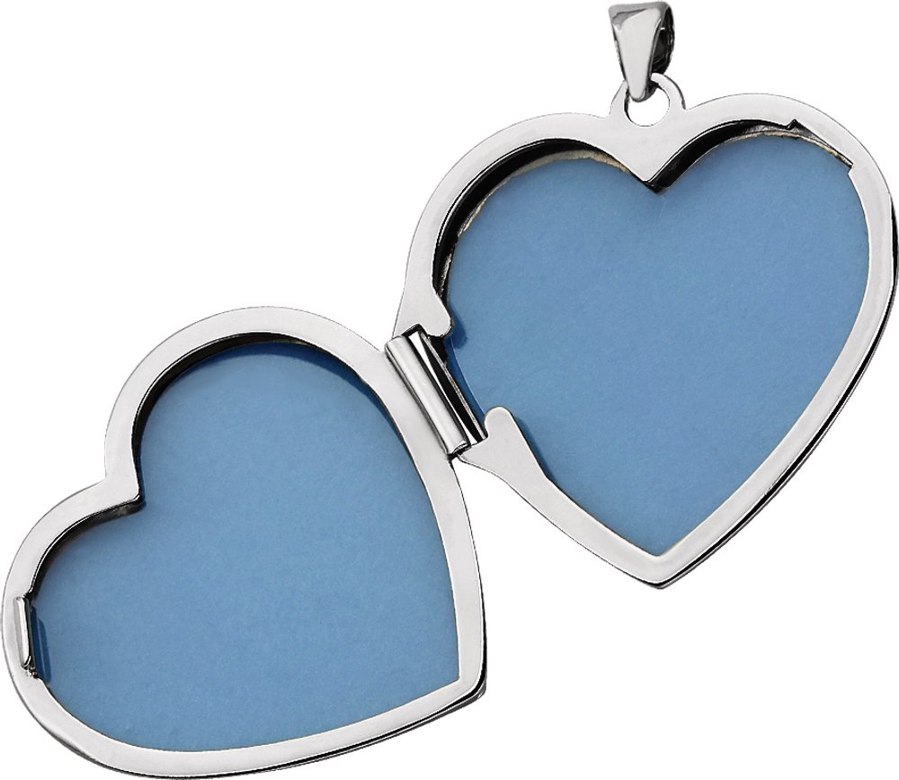 14K White Engravable Heart Locket