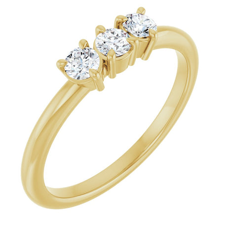 14K Yellow Gold 1/4 Natural Diamond Three-Stone Ring