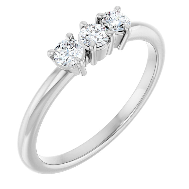 14K White Gold 1/4 Lab-Grown Diamond Three-Stone Ring