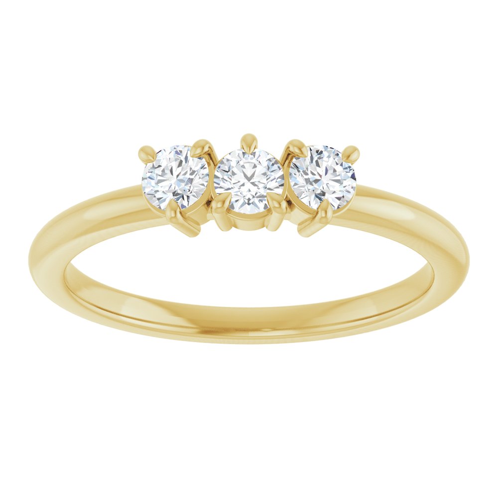 14K Yellow Gold 1/4 Lab-Grown Diamond Three-Stone Ring