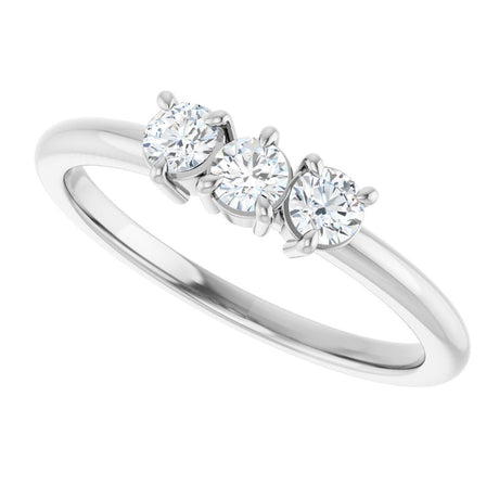 14K White Gold 1/4 Lab-Grown Diamond Three-Stone Ring