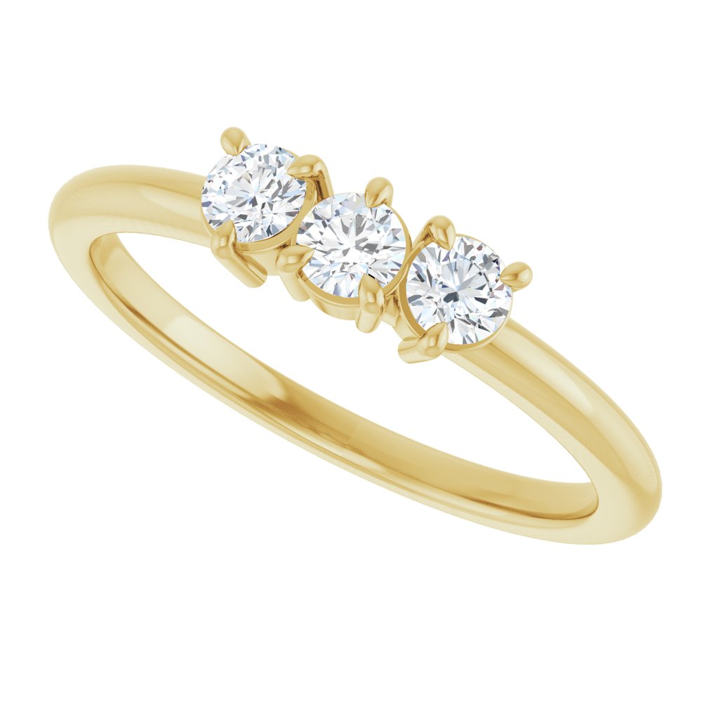 14K Yellow Gold 1/4 Lab-Grown Diamond Three-Stone Ring