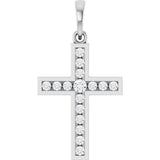 14K White Gold 1/4 CTW Natural Diamond Cross Pendant