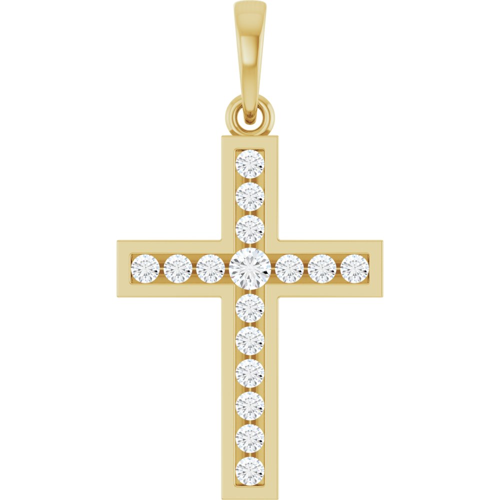 14K Yellow Gold 1/4 CTW Natural Diamond Cross Pendant