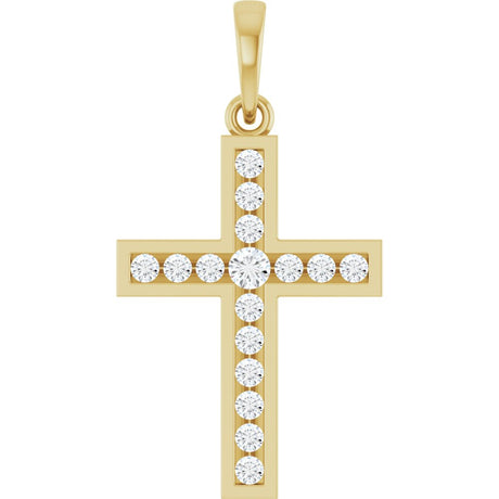 14K Yellow Gold 1/4 CTW Natural Diamond Cross Pendant