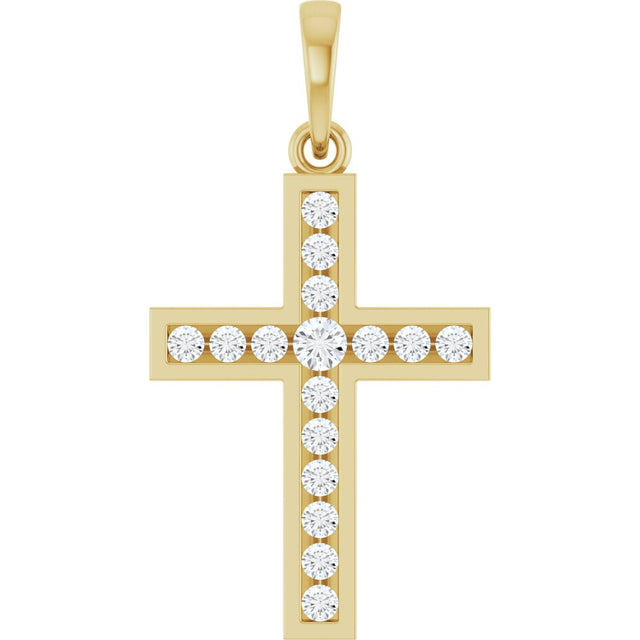 14K Yellow Gold 1/4 CTW Natural Diamond Cross Pendant