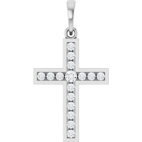 14K White Gold 1/4 CTW Natural Diamond Cross Pendant