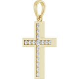 14K Yellow Gold 1/4 CTW Natural Diamond Cross Pendant
