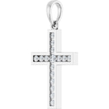 14K White Gold 1/4 CTW Natural Diamond Cross Pendant