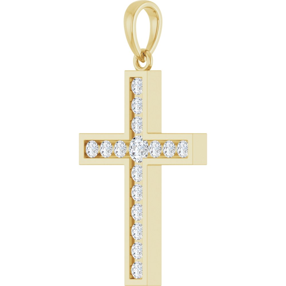 14K Yellow Gold 1/2 CTW Natural Diamond Cross Pendant