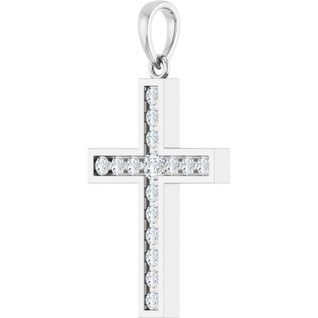 14K White Gold 1/2 CTW Natural Diamond Cross Pendant