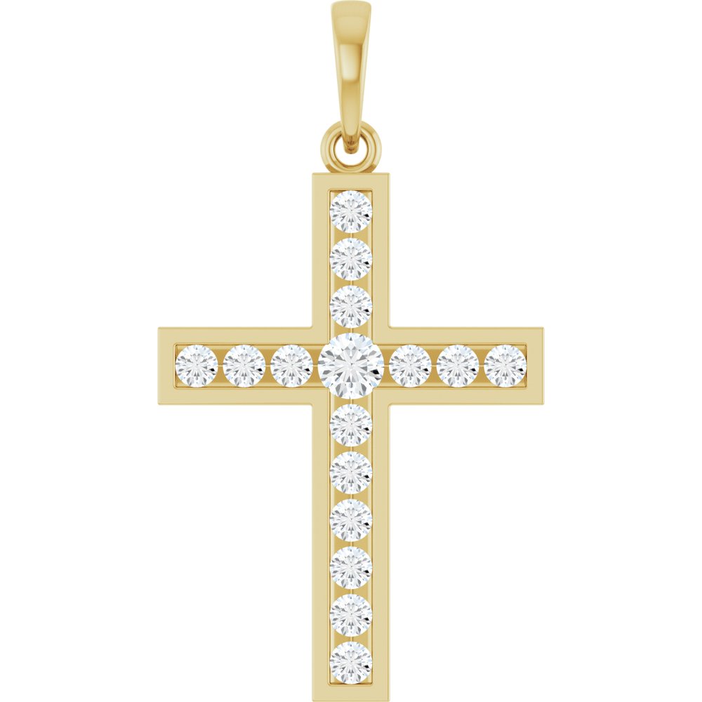 14K Yellow Gold 1/2 CTW Natural Diamond Cross Pendant
