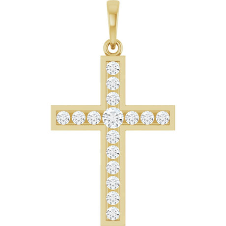 14K Yellow Gold 1/2 CTW Natural Diamond Cross Pendant