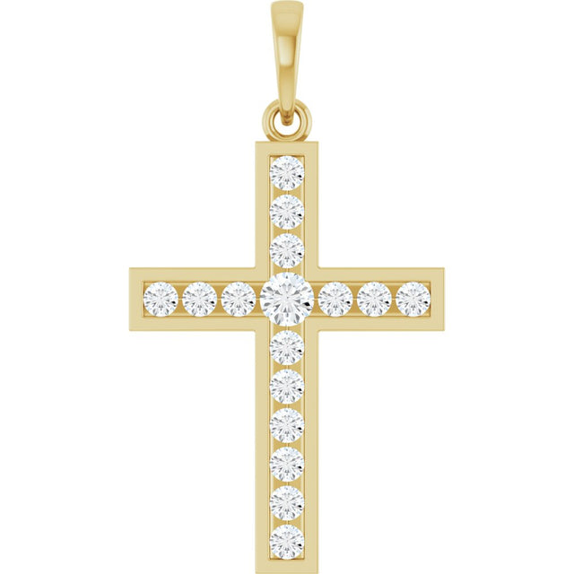 14K Yellow Gold 1/2 CTW Natural Diamond Cross Pendant