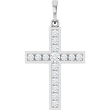 14K White Gold 1/2 CTW Natural Diamond Cross Pendant