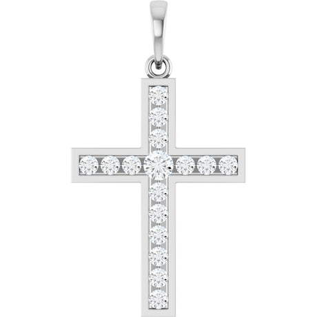 14K White Gold 3/8 CTW Lab-Grown Diamond Cross Pendant