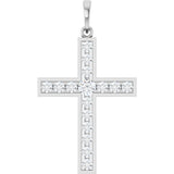 14K White Gold 3/4 CTW Natural Diamond Cross Pendant