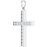 14K White Gold 3/4 CTW Natural Diamond Cross Pendant