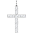 14K White Gold 1 CTW Natural Diamond Cross Pendant