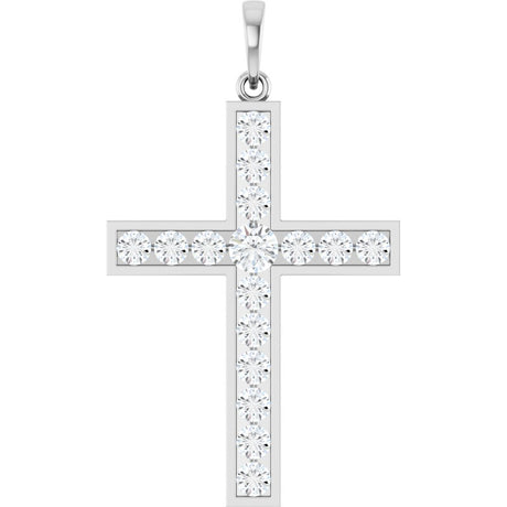 14K White Gold 1 CTW Natural Diamond Cross Pendant