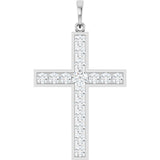 14K White Gold 1 CTW Natural Diamond Cross Pendant