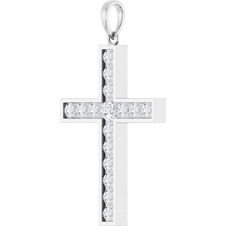 14K White Gold 1 CTW Lab-Grown Diamond Cross Pendant