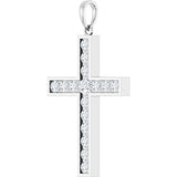 14K White Gold 1 CTW Natural Diamond Cross Pendant