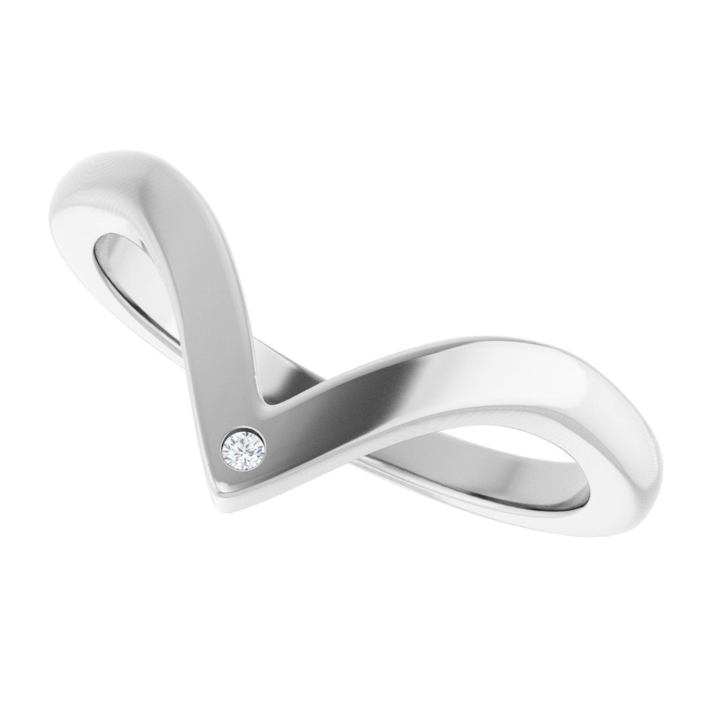 14K White Gold .0075 CT Lab-Grown Diamond Contour Band