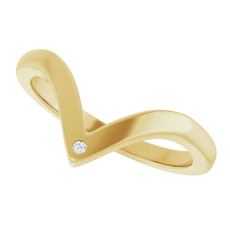 14K Yellow Gold .0075 CT Lab-Grown Diamond Contour Band