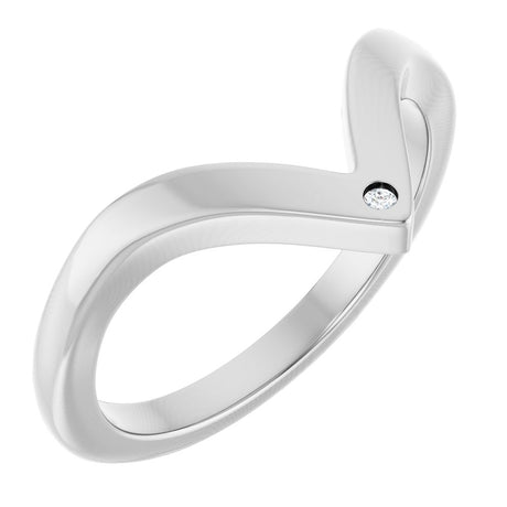 14K White Gold .0075 CT Natural Diamond Contour Band