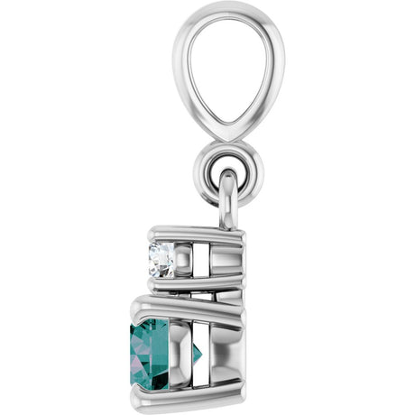 14K White Gold Lab-Grown Alexandrite & .03 CT Natural Diamond Pendant