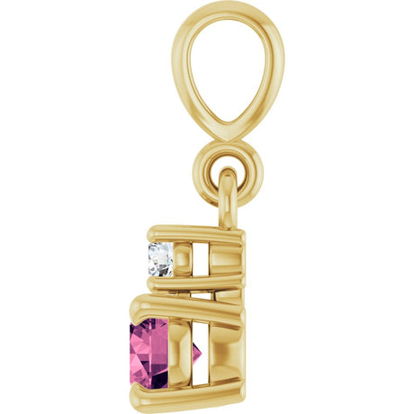 14K Yellow Gold Natural Pink Tourmaline & .03 CT Natural Diamond Pendant