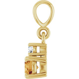 14K Yellow Gold Natural Citrine & .03 CT Natural Diamond Pendant