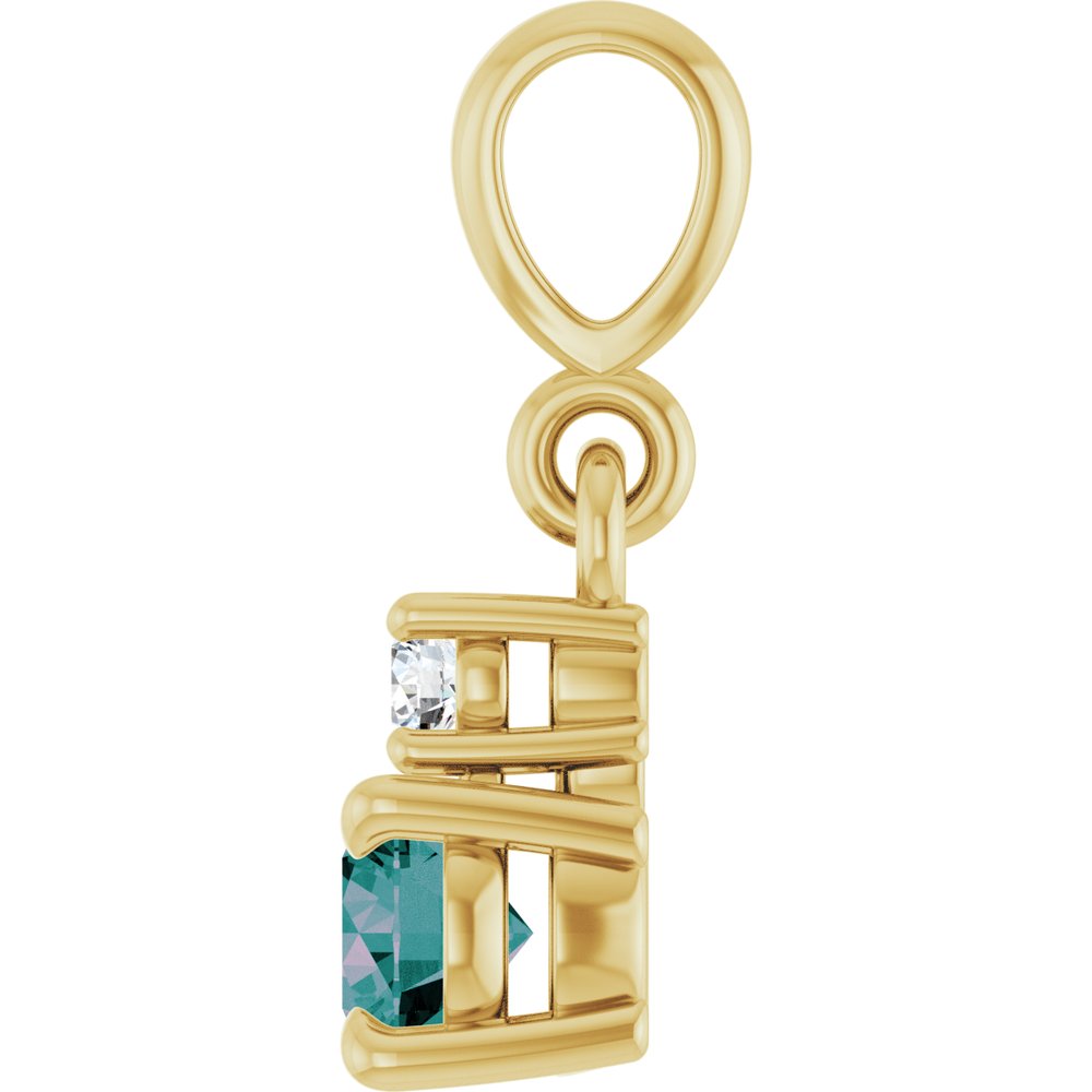 14K Yellow Gold Lab-Grown Alexandrite & .03 CT Natural Diamond Pendant