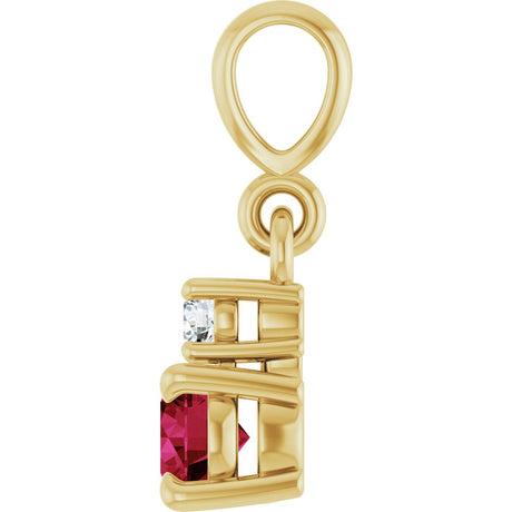 14K Yellow Gold Lab-Grown Ruby & .03 CT Natural Diamond Pendant