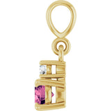 14K Yellow Gold Natural Pink Tourmaline & .03 CT Natural Diamond Pendant