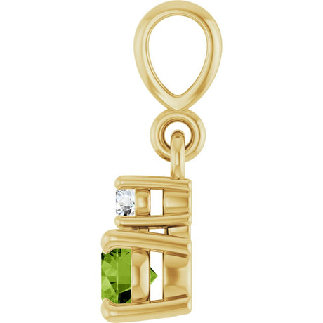 14K Yellow Gold Natural Peridot & .03 CT Natural Diamond Pendant