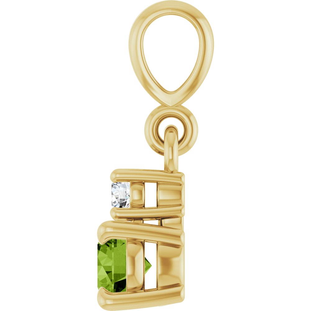 14K Yellow Gold Natural Peridot & .03 CT Natural Diamond Pendant