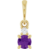 14K Yellow Gold Natural Amethyst & .03 CT Natural Diamond Pendant