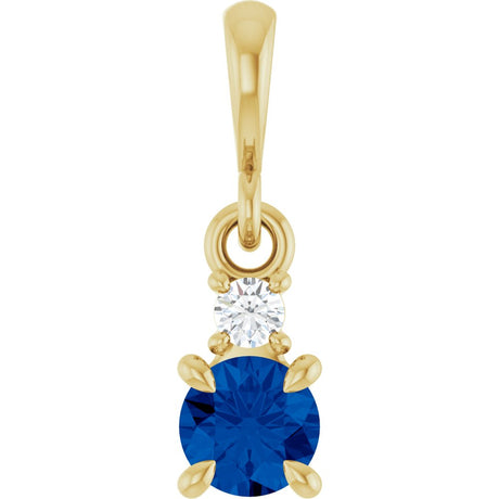 14K Yellow Gold Lab-Grown Blue Sapphire & .03 CT Natural Diamond Pendant