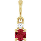 14K Yellow Gold Lab-Grown Ruby & .03 CT Natural Diamond Pendant